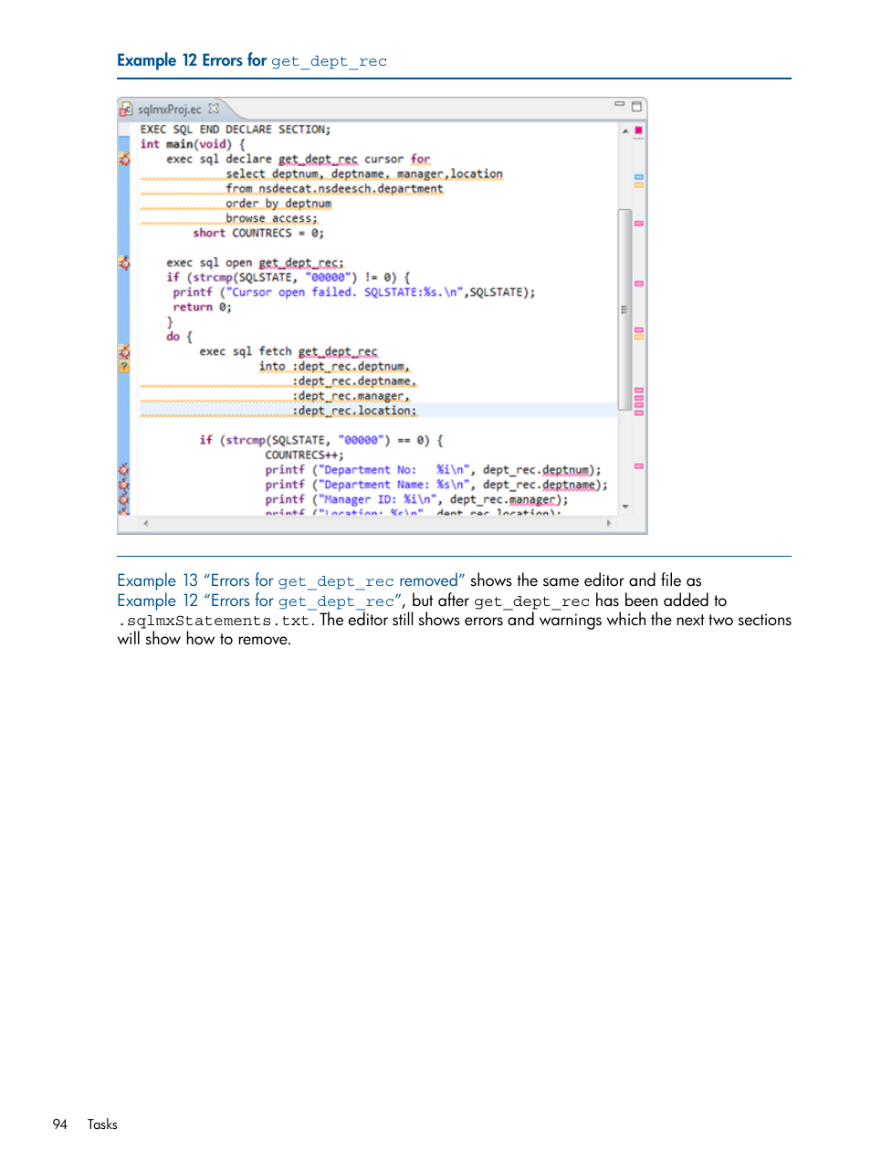 Errors for get_dept_rec | HP Integrity NonStop H-Series User Manual | Page 94 / 159