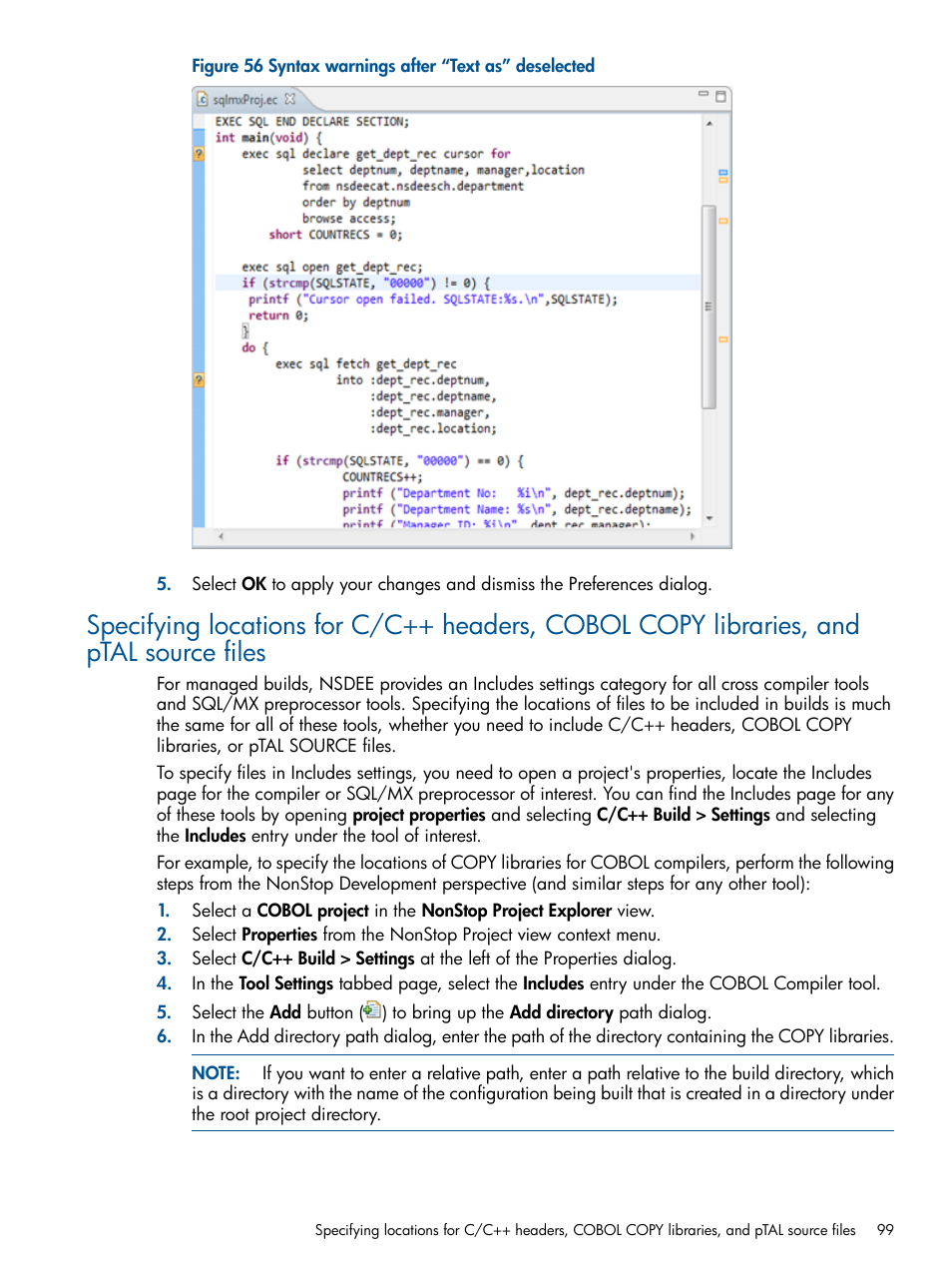 Syntax warnings after “text as” deselected | HP Integrity NonStop H-Series User Manual | Page 99 / 159