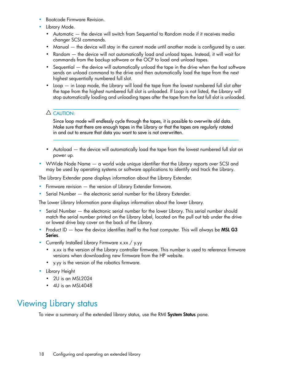Viewing library status | HP StoreEver MSL Tape Libraries User Manual | Page 18 / 96