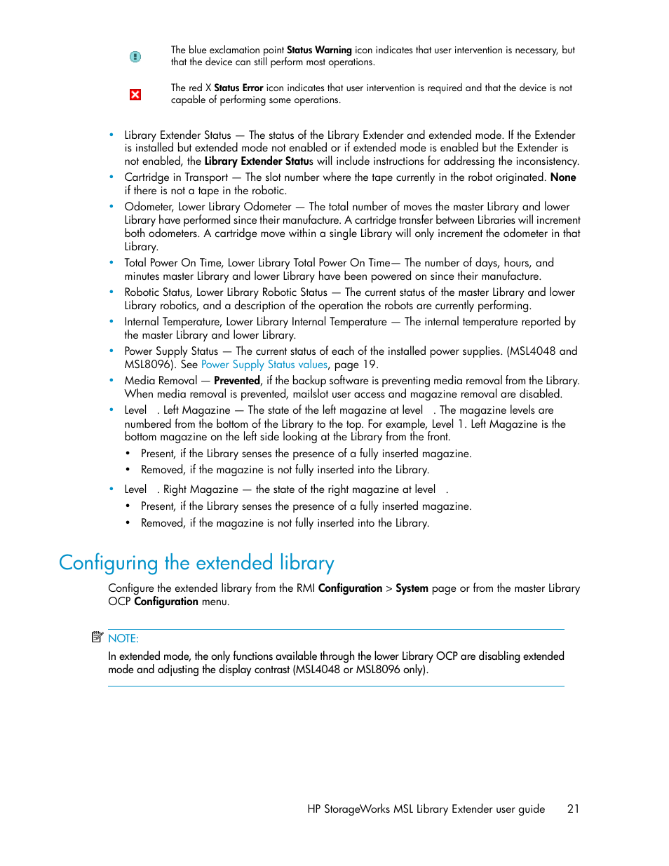 Configuring the extended library | HP StoreEver MSL Tape Libraries User Manual | Page 21 / 96