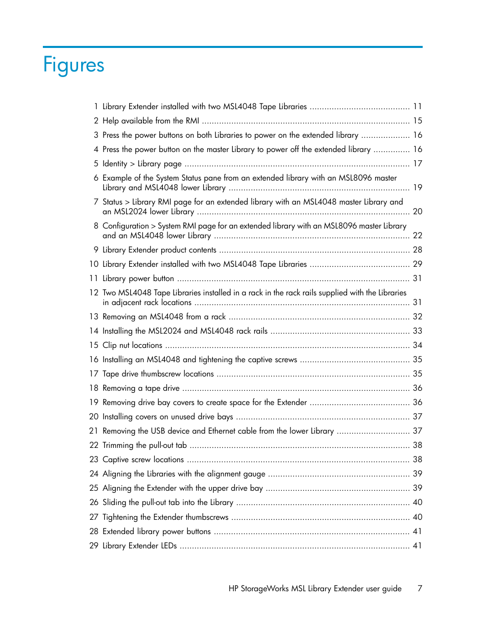 Figures | HP StoreEver MSL Tape Libraries User Manual | Page 7 / 96