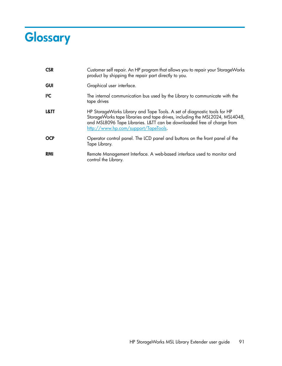 Glossary | HP StoreEver MSL Tape Libraries User Manual | Page 91 / 96