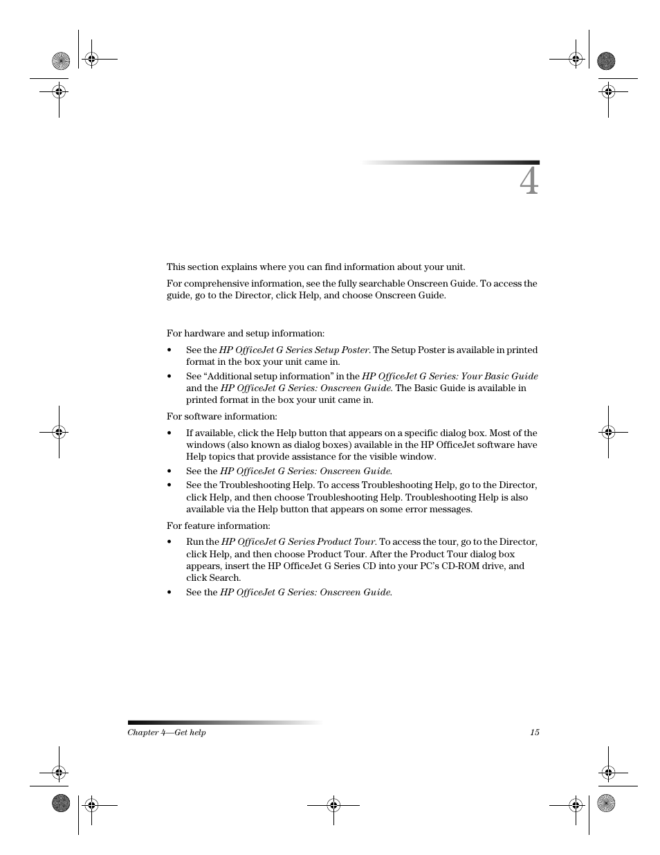 Get help | HP Officejet g55 All-in-One Printer User Manual | Page 19 / 58