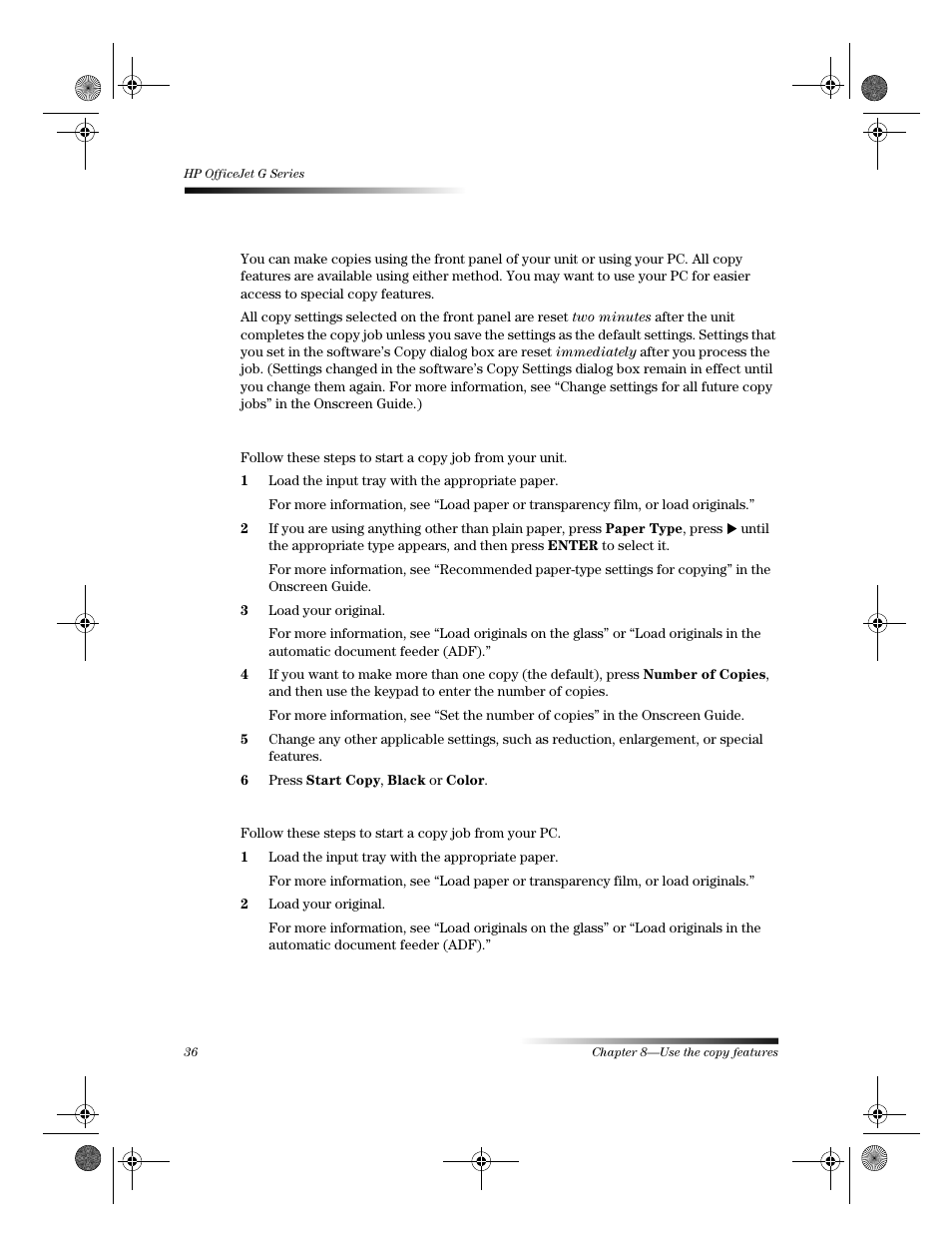 Make copies | HP Officejet g55 All-in-One Printer User Manual | Page 40 / 58