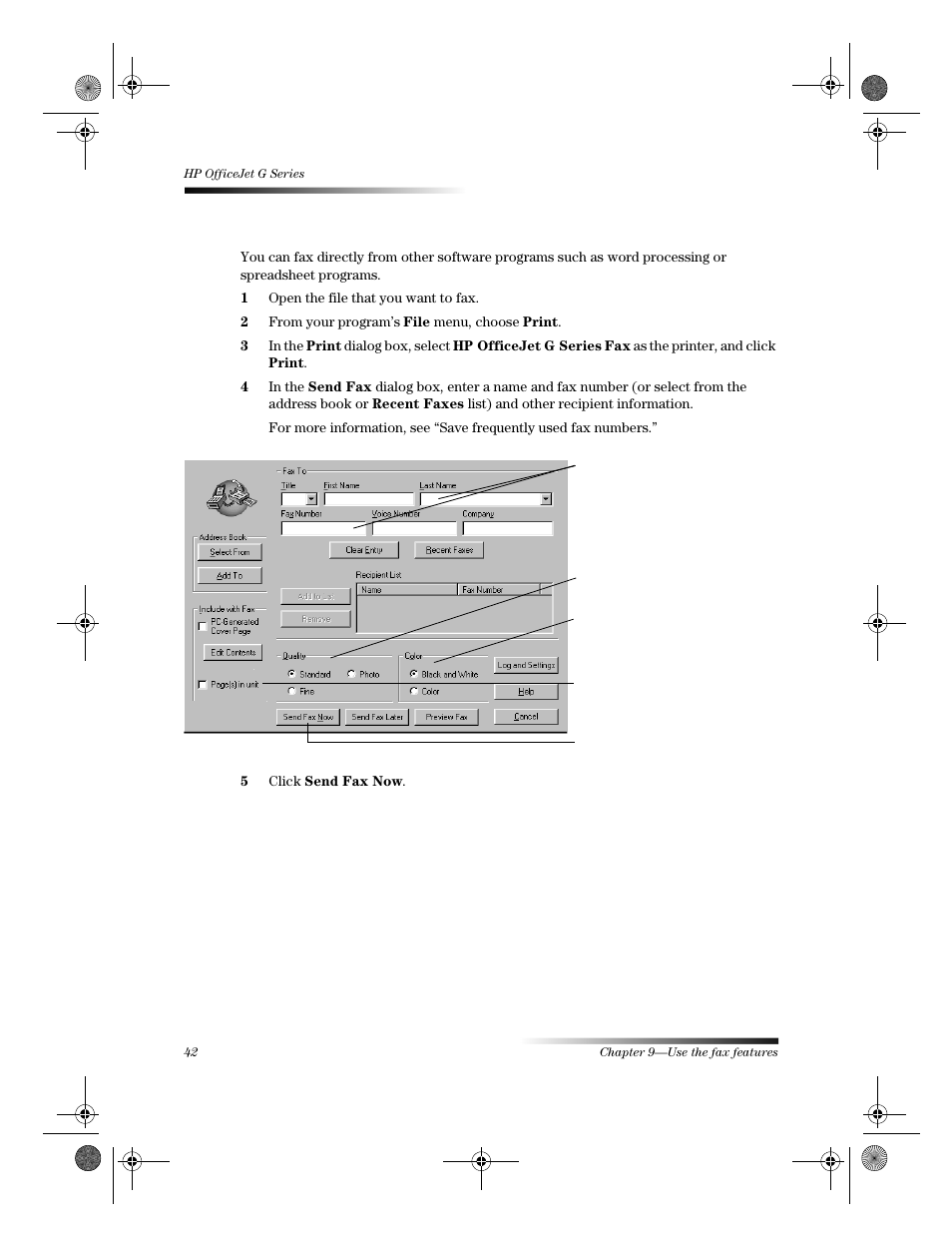 Initiate the process from within a program | HP Officejet g55 All-in-One Printer User Manual | Page 46 / 58