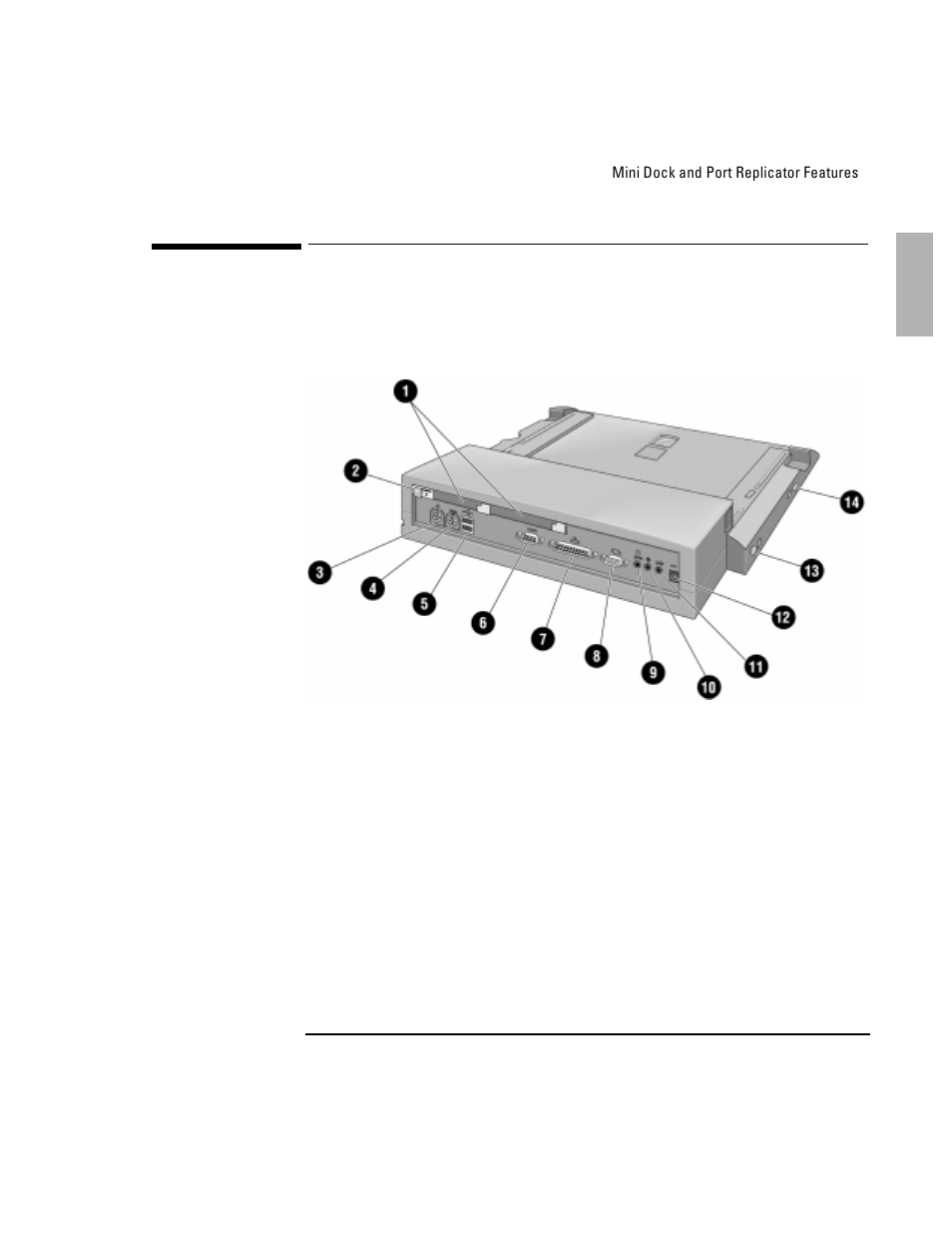 Mini dock and port replicator features | HP OmniBook 4150 Notebook PC User Manual | Page 9 / 50