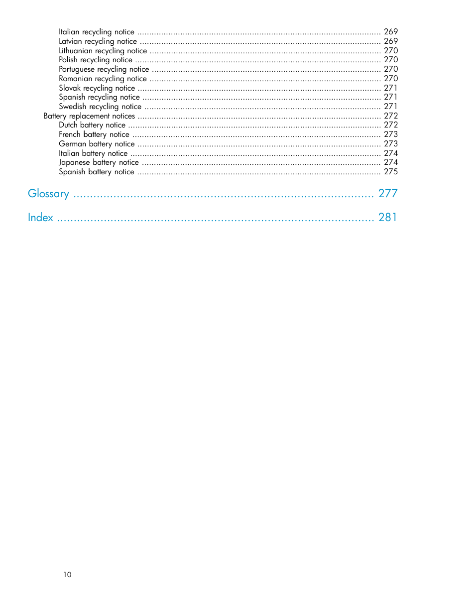 Glossary index | HP StoreEver ESL G3 Tape Libraries User Manual | Page 10 / 286