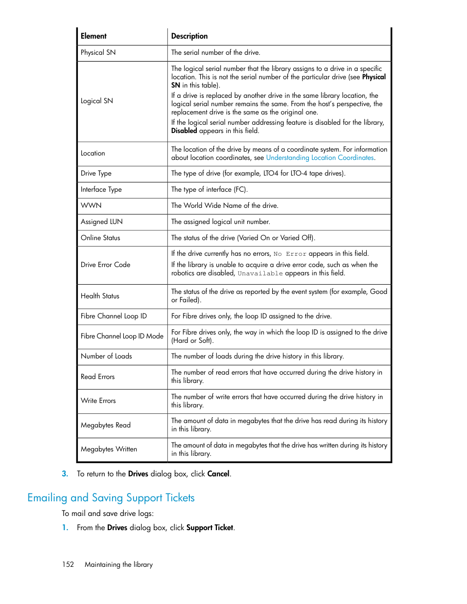 Emailing and saving support tickets | HP StoreEver ESL G3 Tape Libraries User Manual | Page 152 / 286