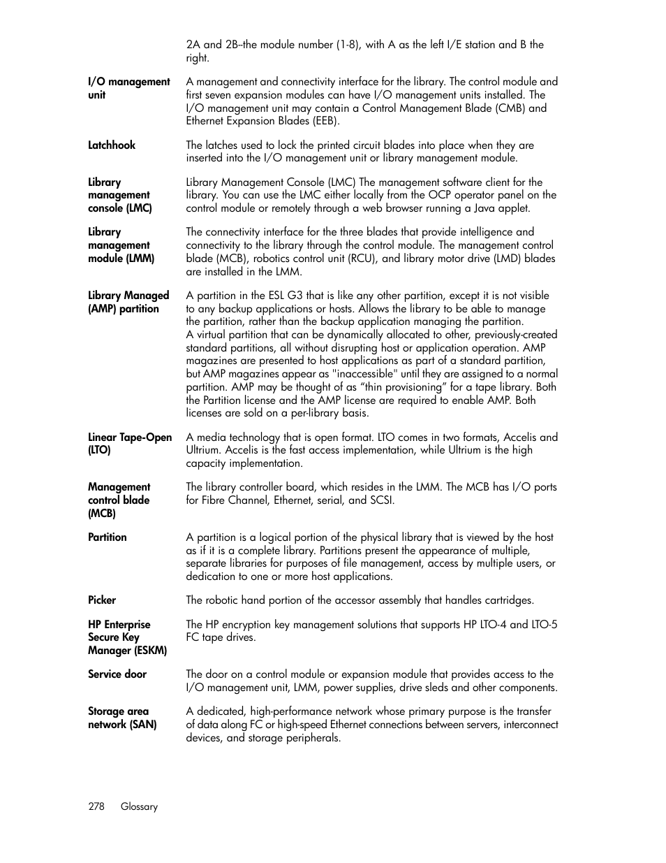HP StoreEver ESL G3 Tape Libraries User Manual | Page 278 / 286