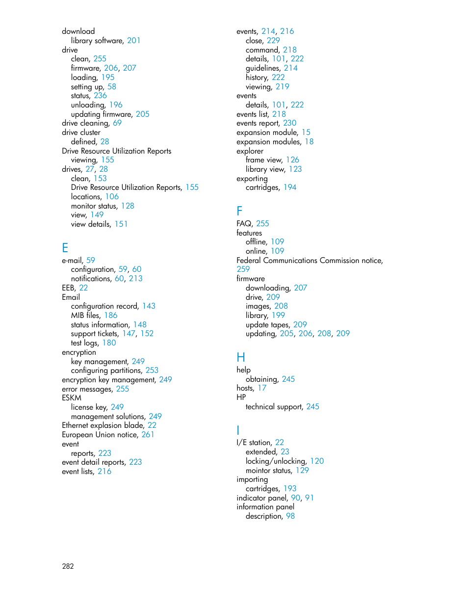 HP StoreEver ESL G3 Tape Libraries User Manual | Page 282 / 286