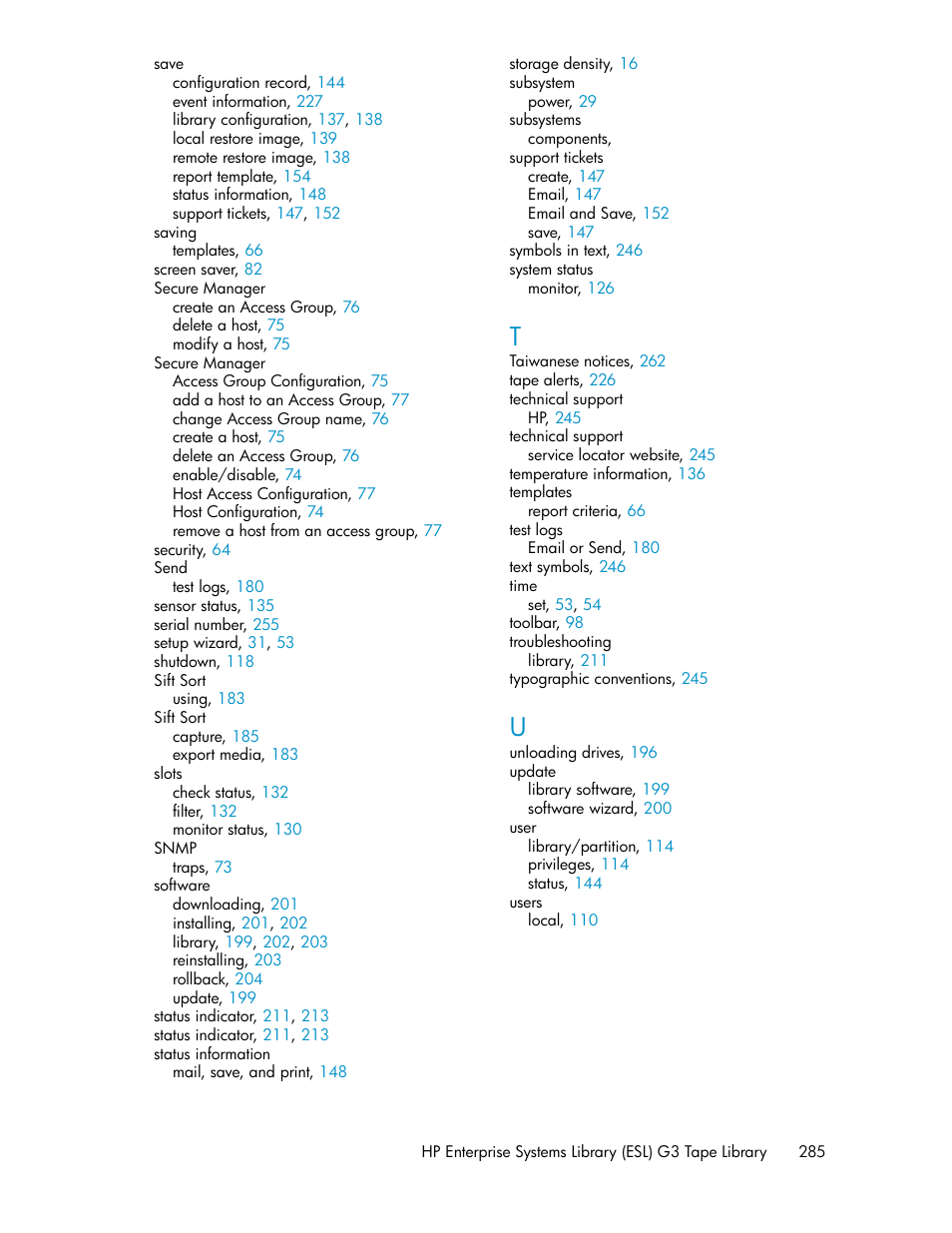 HP StoreEver ESL G3 Tape Libraries User Manual | Page 285 / 286