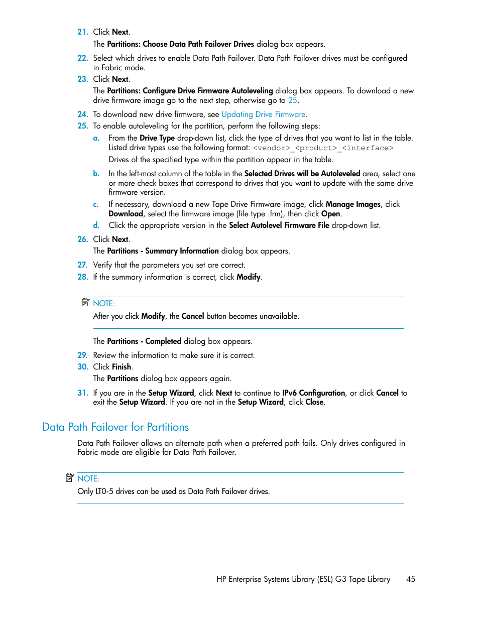 Data path failover for partitions | HP StoreEver ESL G3 Tape Libraries User Manual | Page 45 / 286