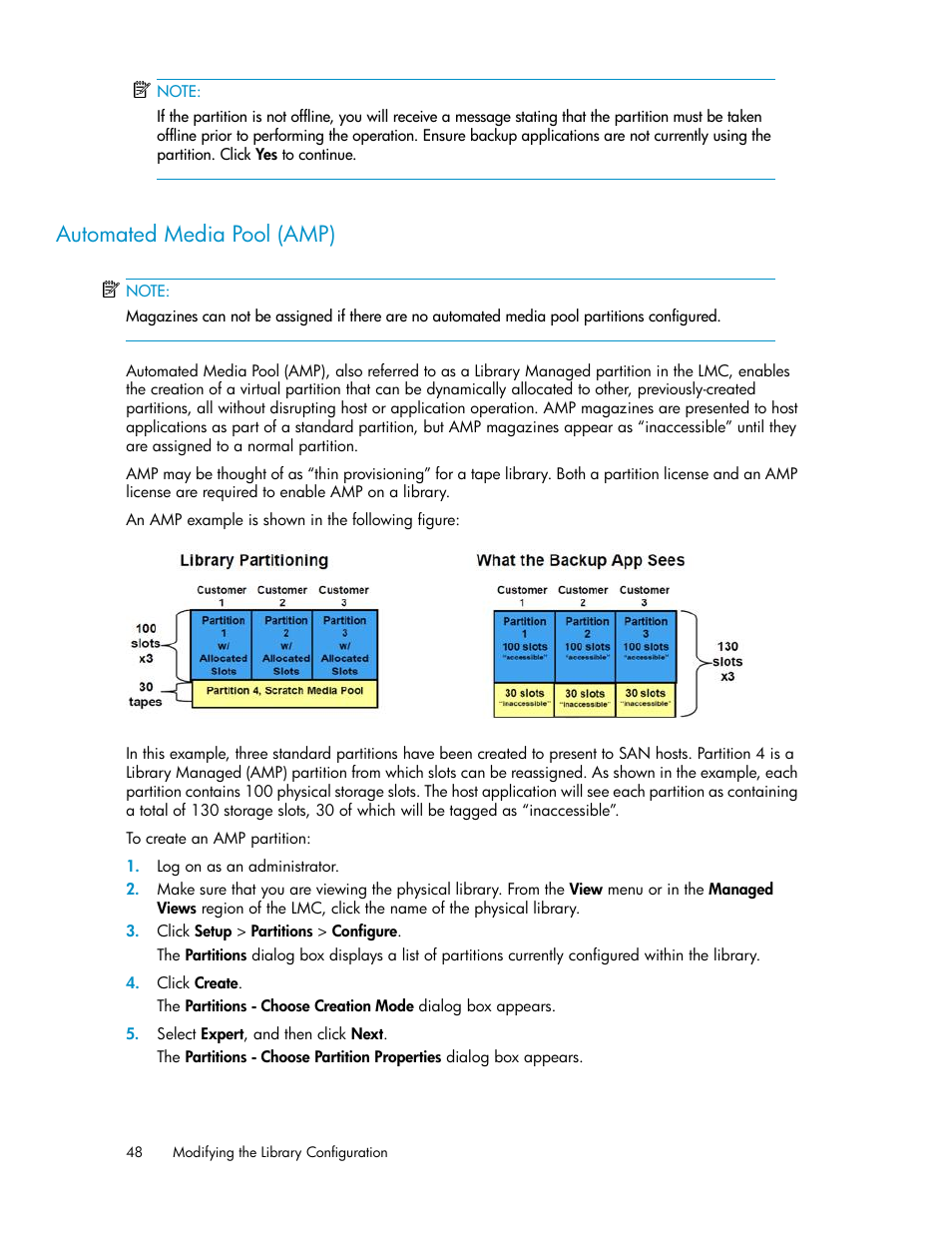 Automated media pool (amp) | HP StoreEver ESL G3 Tape Libraries User Manual | Page 48 / 286