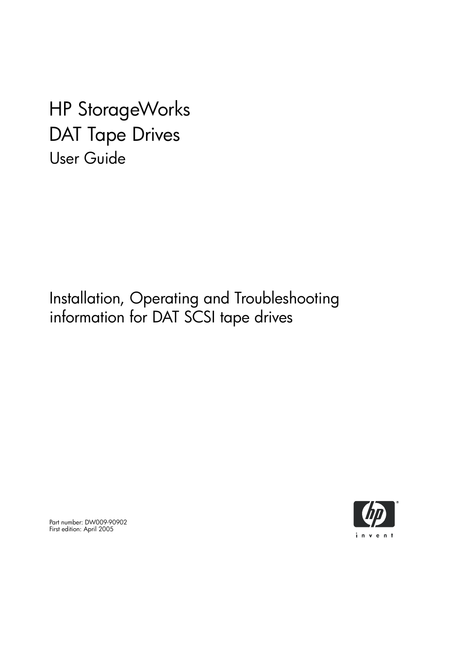 HP StoreEver DAT Tape Drives User Manual | 64 pages