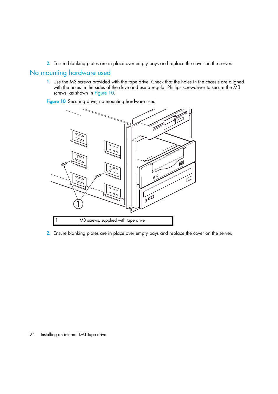 No mounting hardware used | HP StoreEver DAT Tape Drives User Manual | Page 24 / 64