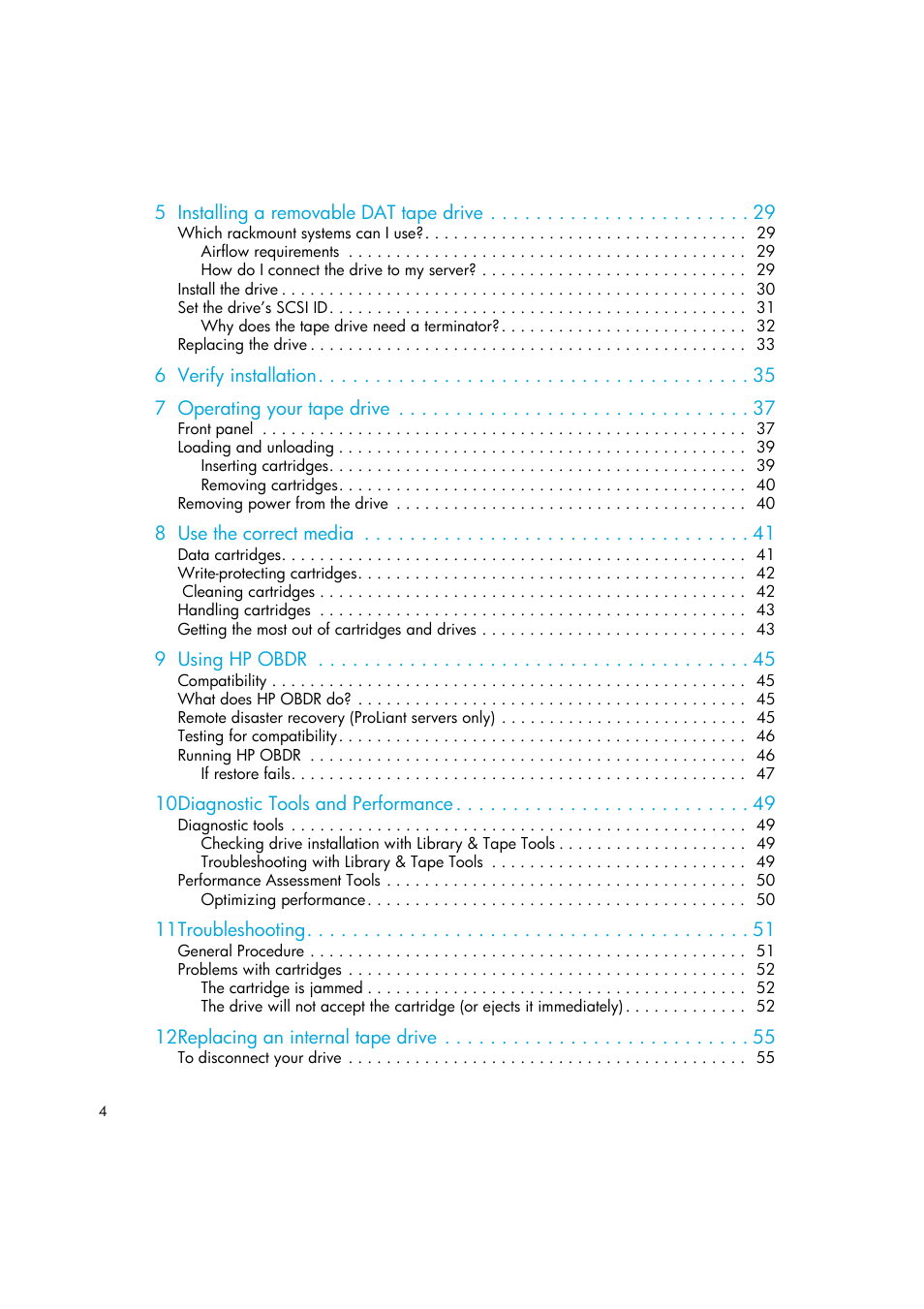 HP StoreEver DAT Tape Drives User Manual | Page 4 / 64