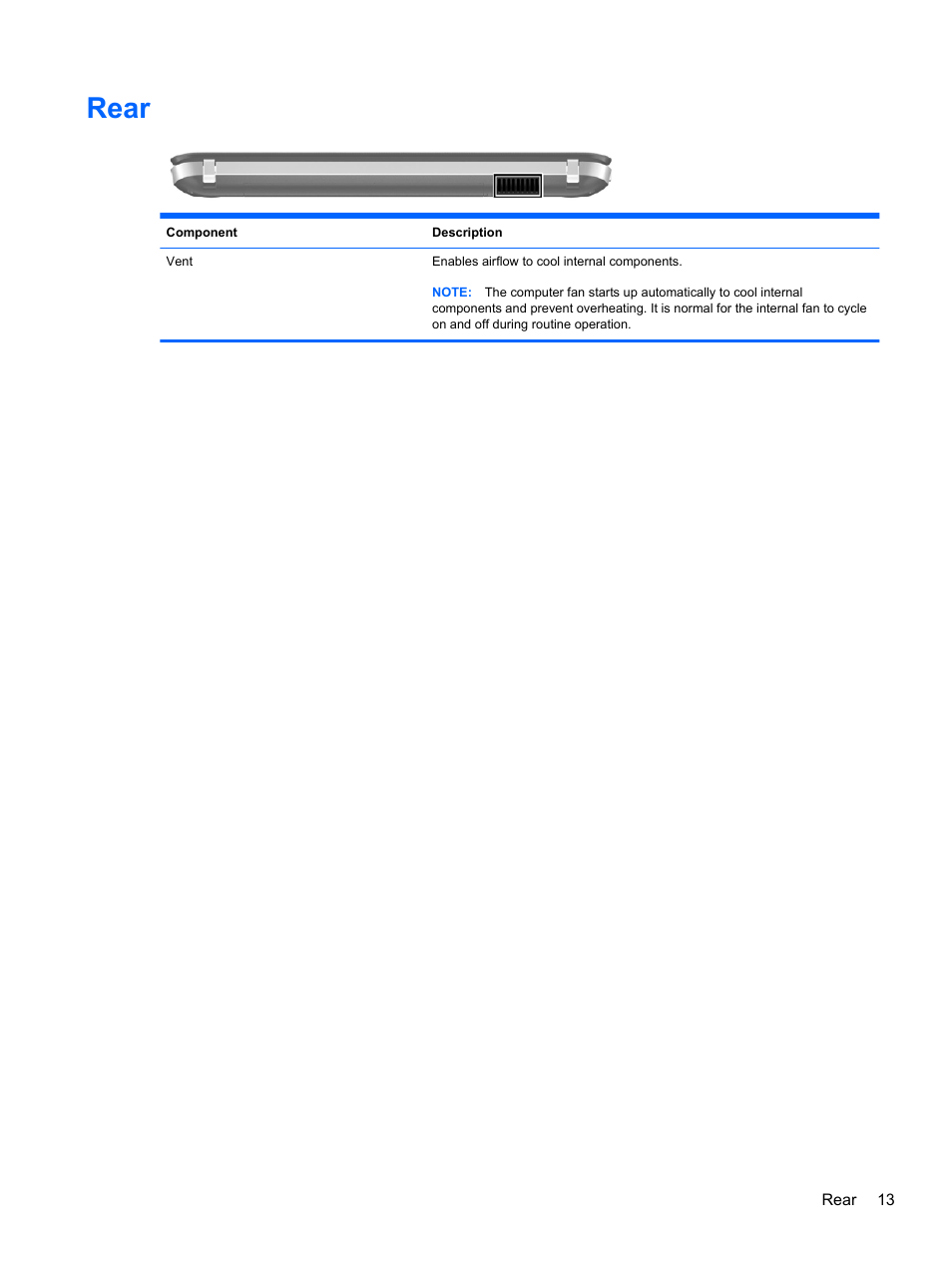 Rear | HP Pavilion dv6-6c40ca Entertainment Notebook PC User Manual | Page 23 / 117