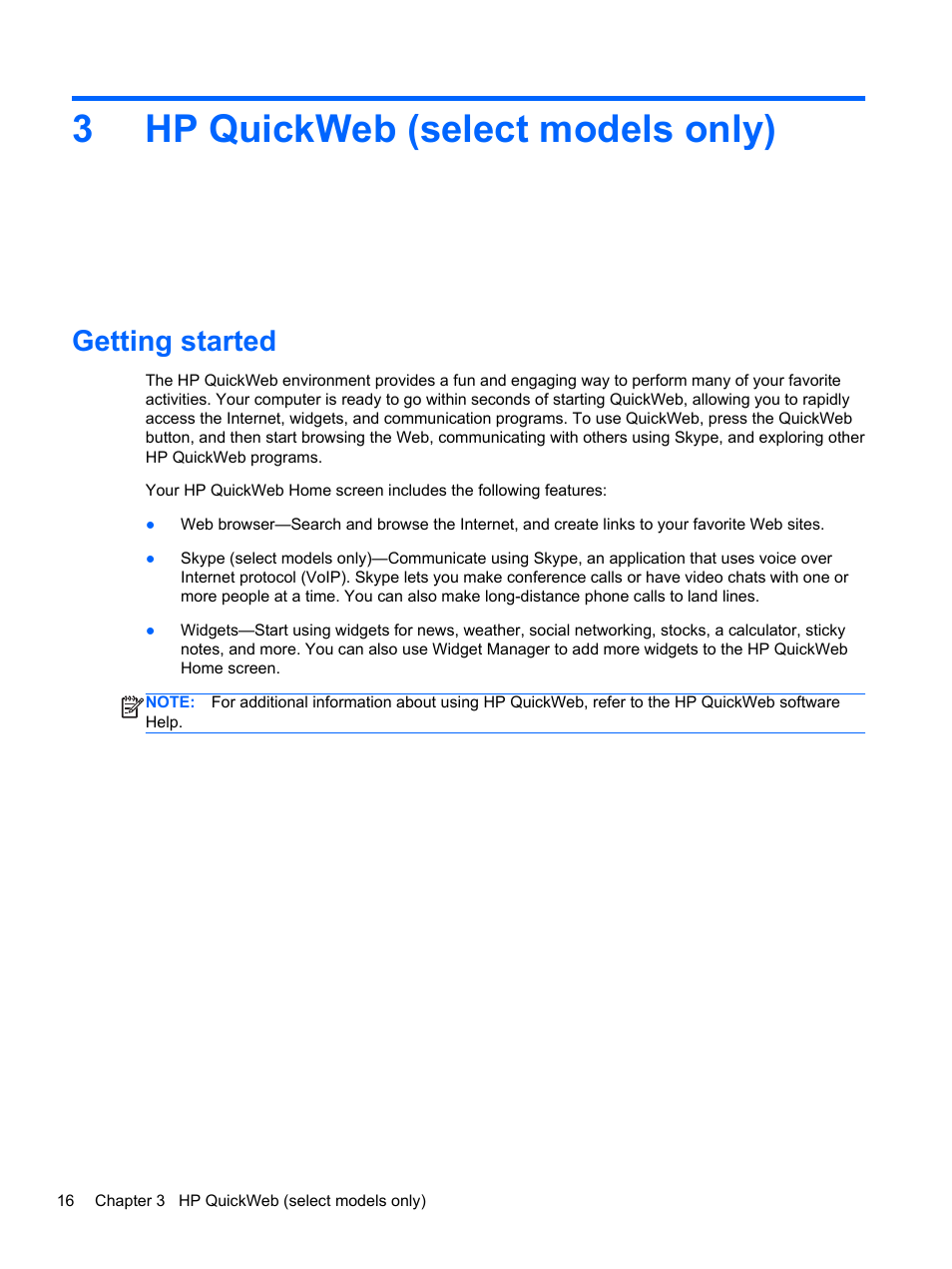 Hp quickweb (select models only), Getting started, 3 hp quickweb (select models only) | Refer to, Hp quickweb, And to the, 3hp quickweb (select models only) | HP Pavilion dv6-6c40ca Entertainment Notebook PC User Manual | Page 26 / 117