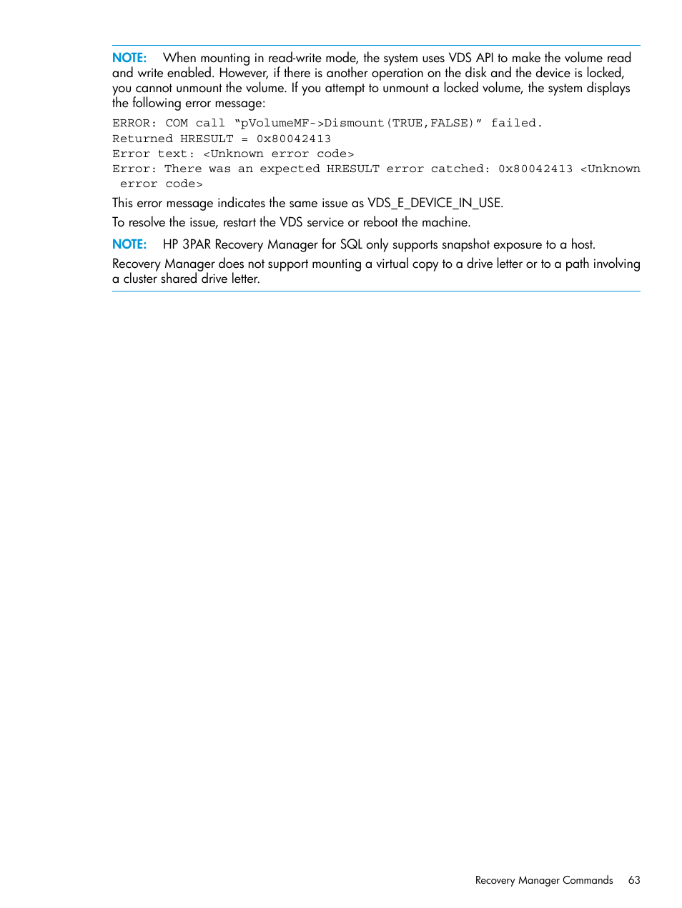 HP 3PAR Recovery Manager Software for Microsoft SQL Server Licenses User Manual | Page 63 / 108