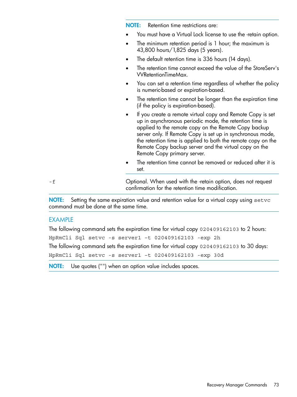 HP 3PAR Recovery Manager Software for Microsoft SQL Server Licenses User Manual | Page 73 / 108