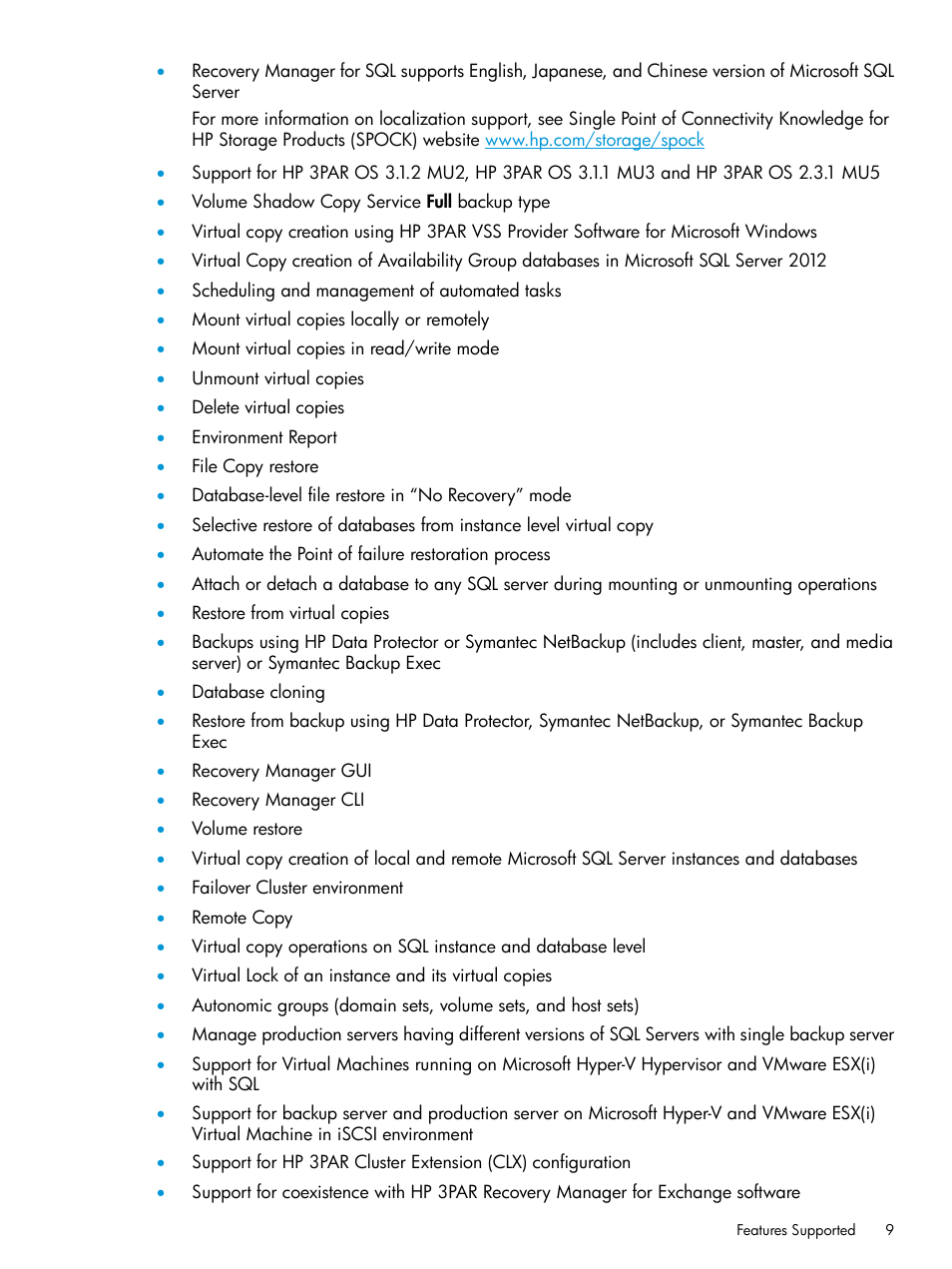 HP 3PAR Recovery Manager Software for Microsoft SQL Server Licenses User Manual | Page 9 / 108