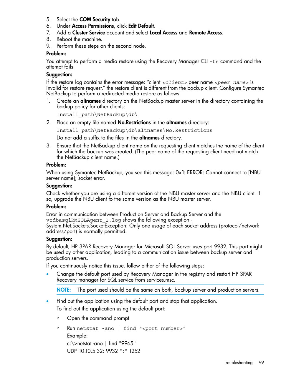 HP 3PAR Recovery Manager Software for Microsoft SQL Server Licenses User Manual | Page 99 / 108