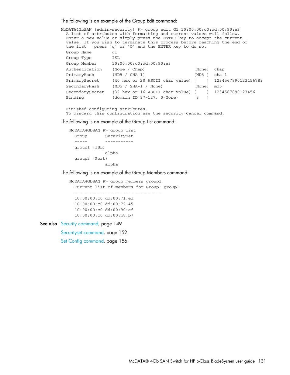 HP McDATA 4Gb SAN Switch for HP BladeSystem p-Class User Manual | Page 131 / 226