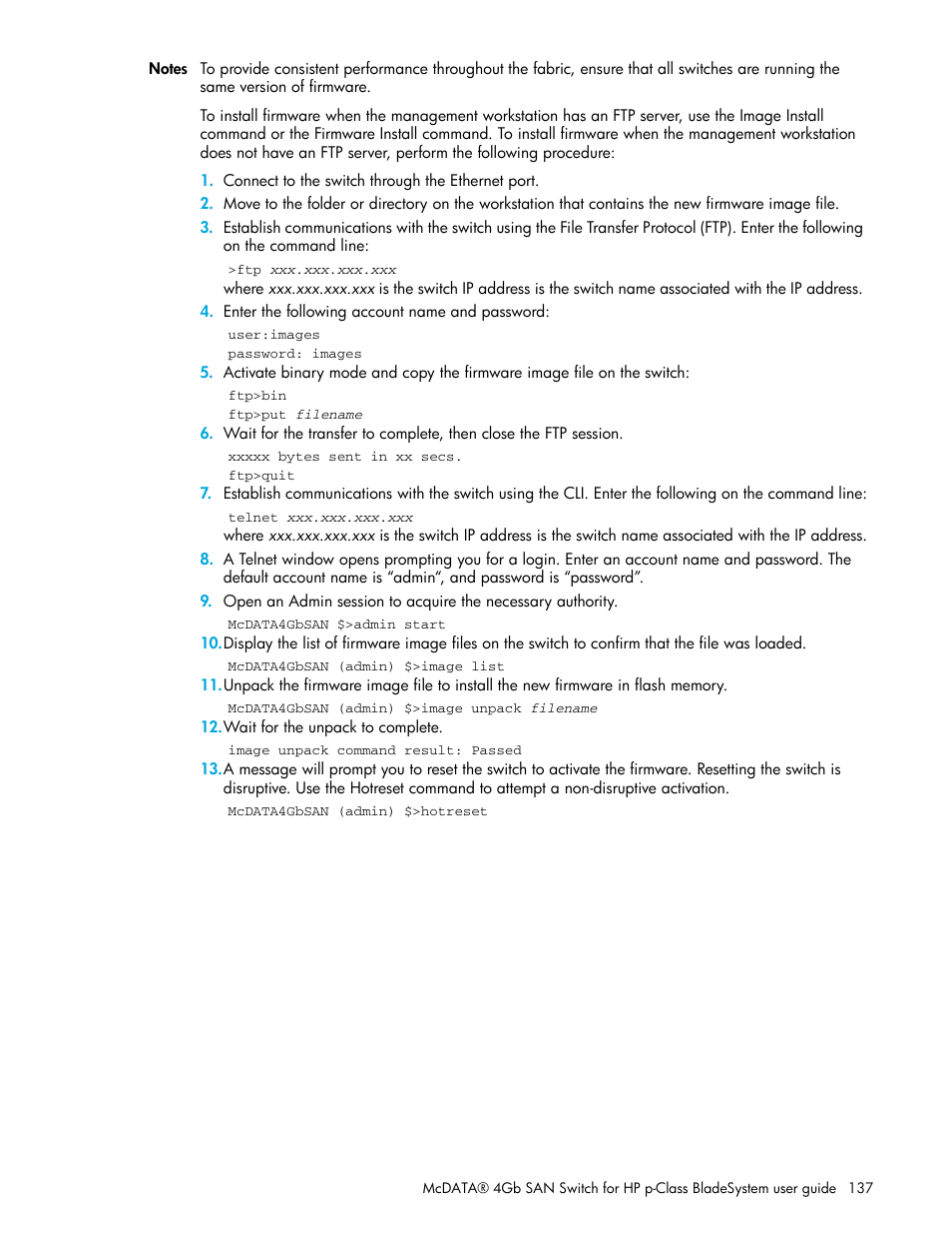 HP McDATA 4Gb SAN Switch for HP BladeSystem p-Class User Manual | Page 137 / 226