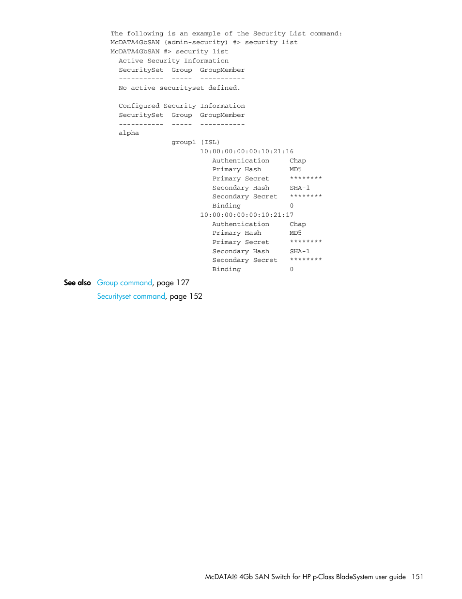 HP McDATA 4Gb SAN Switch for HP BladeSystem p-Class User Manual | Page 151 / 226
