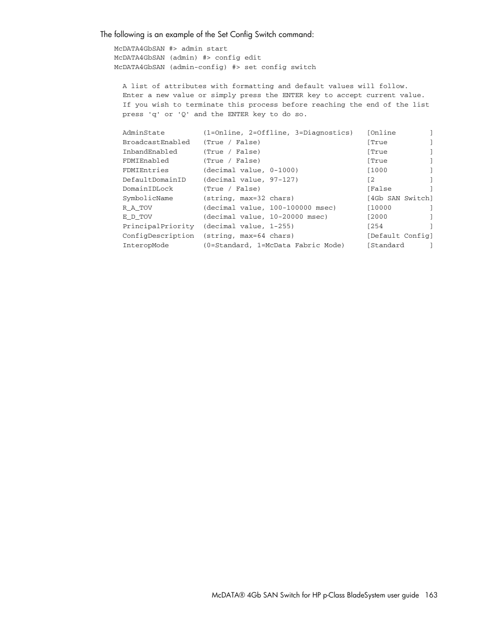 HP McDATA 4Gb SAN Switch for HP BladeSystem p-Class User Manual | Page 163 / 226
