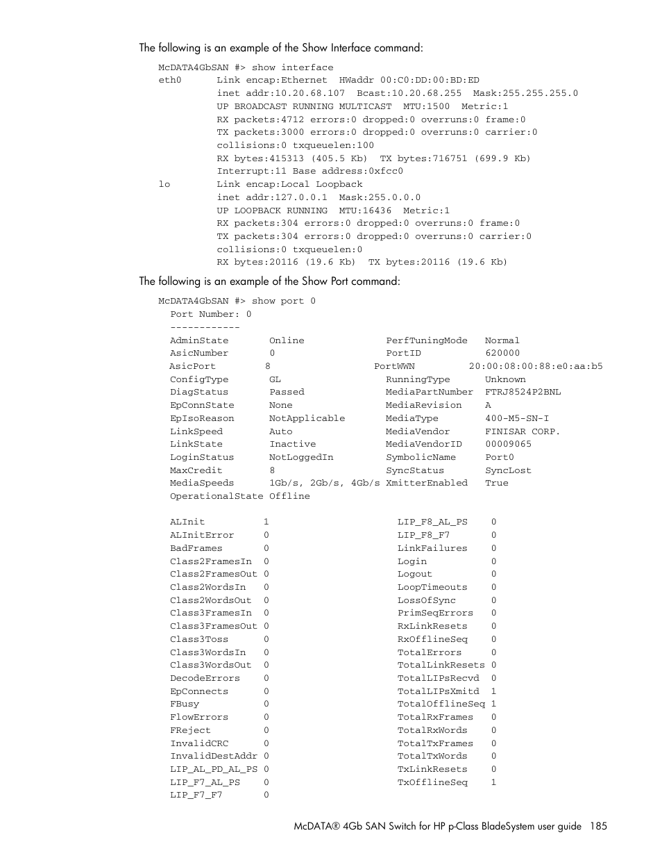 HP McDATA 4Gb SAN Switch for HP BladeSystem p-Class User Manual | Page 185 / 226
