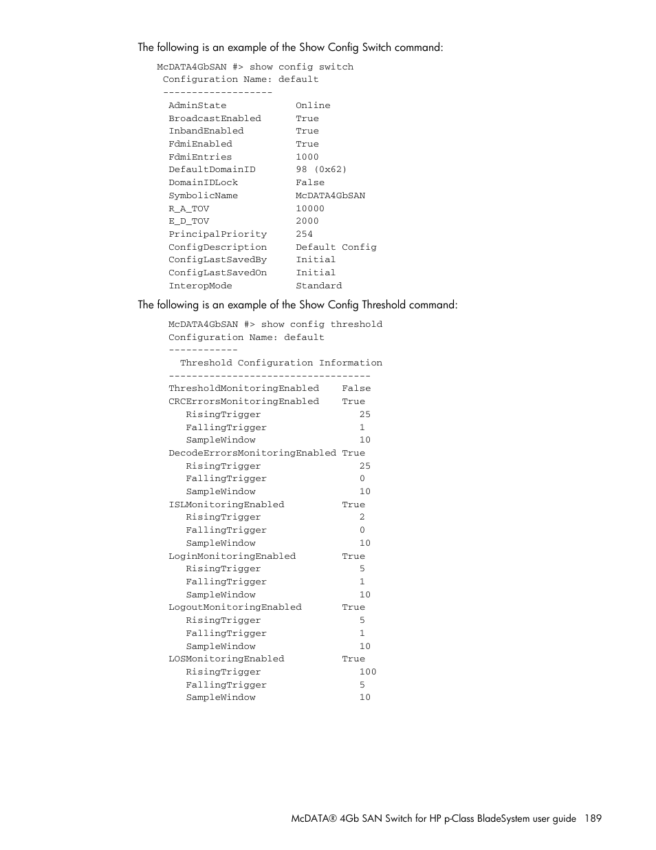 HP McDATA 4Gb SAN Switch for HP BladeSystem p-Class User Manual | Page 189 / 226