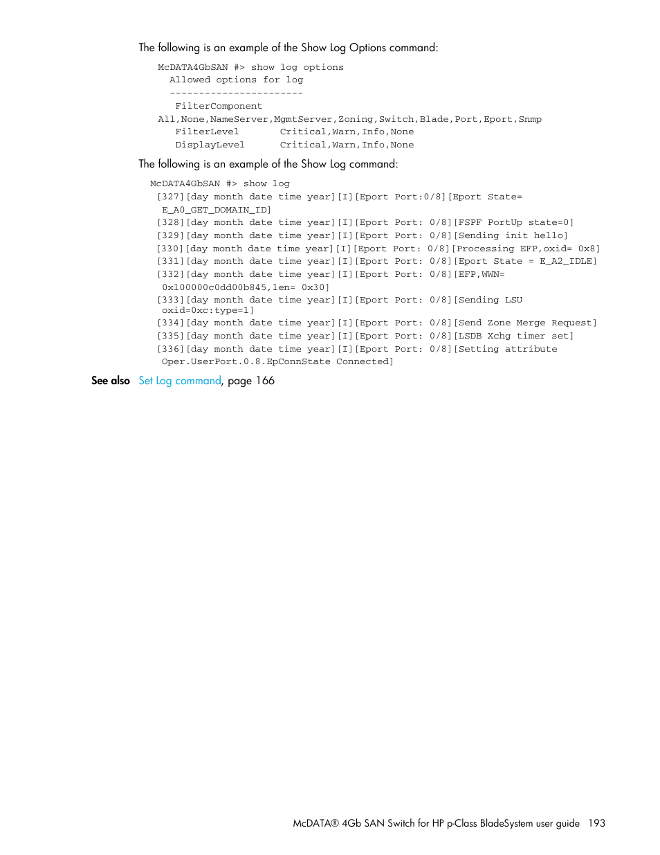 HP McDATA 4Gb SAN Switch for HP BladeSystem p-Class User Manual | Page 193 / 226