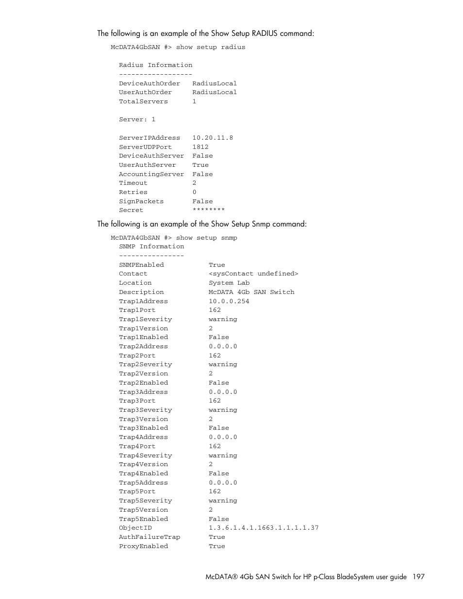 HP McDATA 4Gb SAN Switch for HP BladeSystem p-Class User Manual | Page 197 / 226