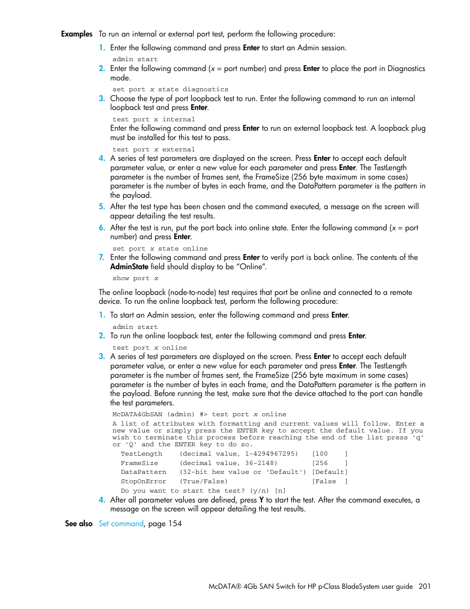 HP McDATA 4Gb SAN Switch for HP BladeSystem p-Class User Manual | Page 201 / 226