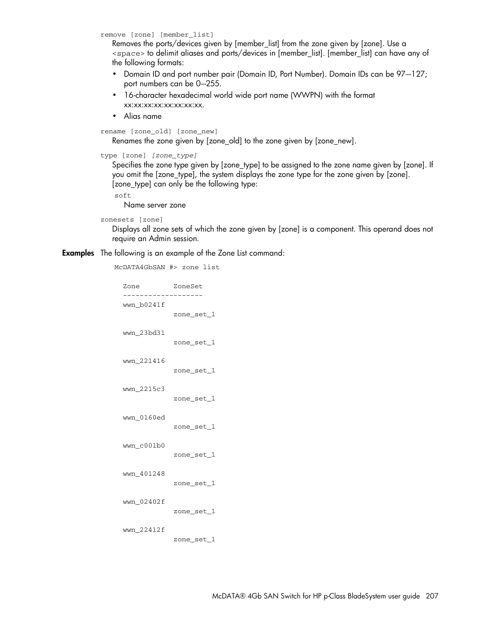 HP McDATA 4Gb SAN Switch for HP BladeSystem p-Class User Manual | Page 207 / 226
