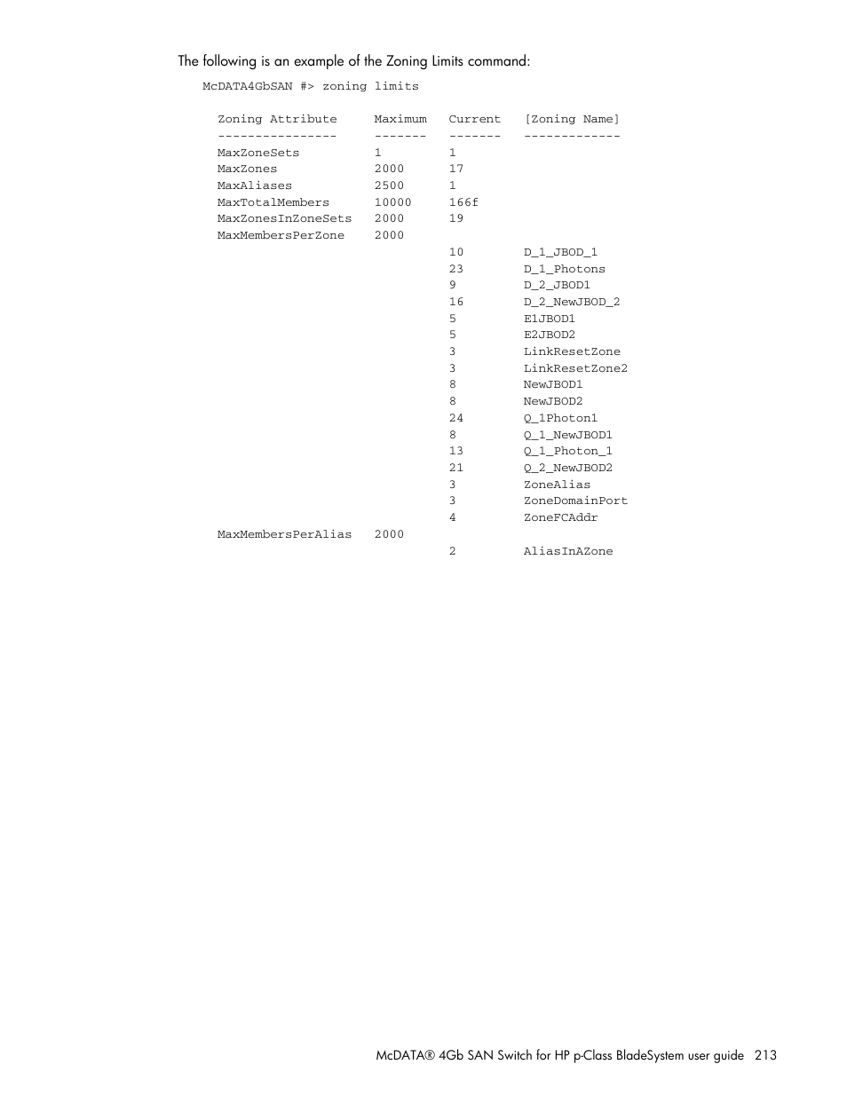 HP McDATA 4Gb SAN Switch for HP BladeSystem p-Class User Manual | Page 213 / 226