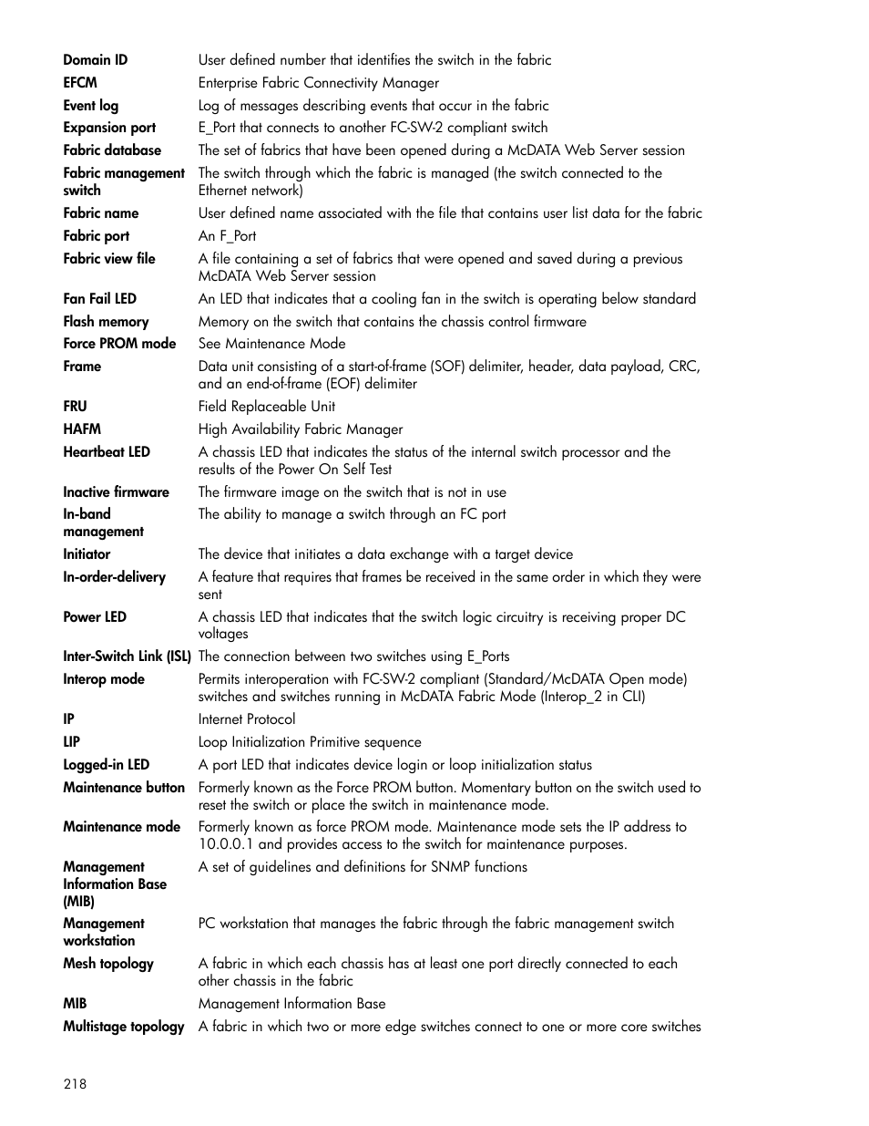 HP McDATA 4Gb SAN Switch for HP BladeSystem p-Class User Manual | Page 218 / 226