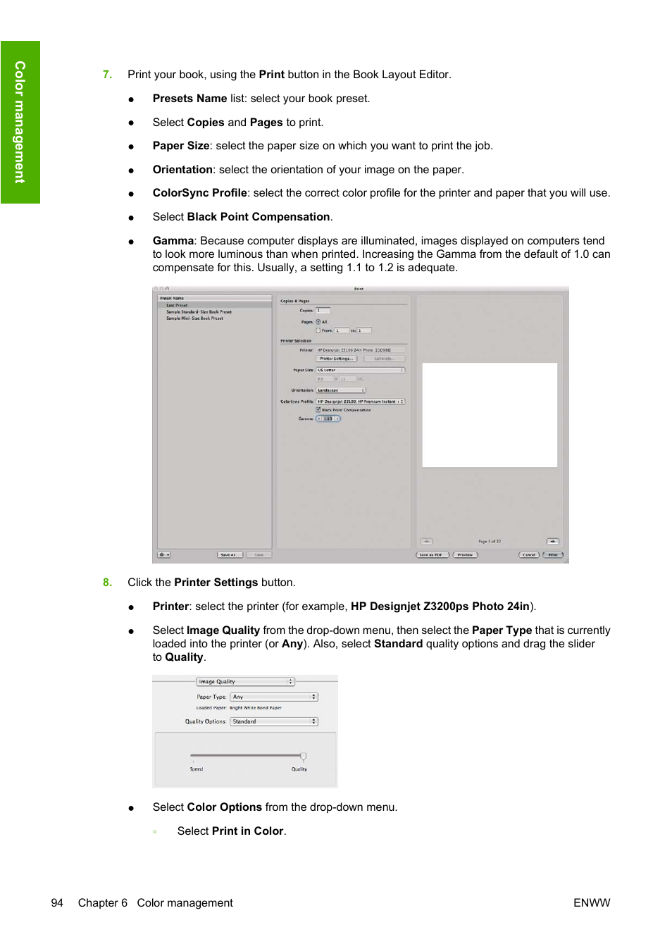 HP Designjet Z3200 PostScript Photo Printer series User Manual | Page 104 / 205