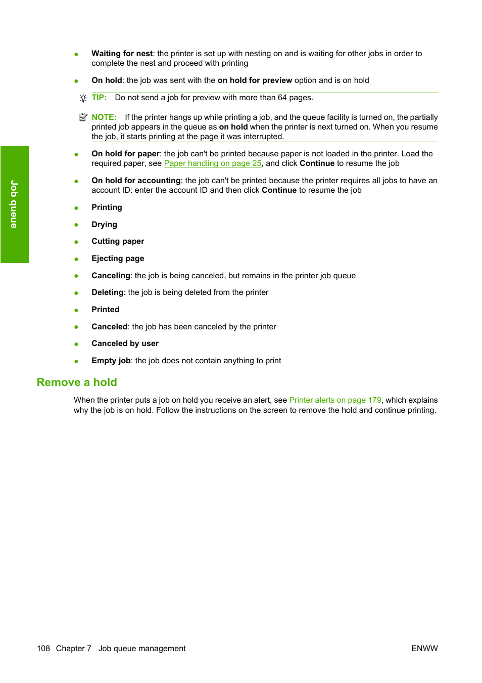 Remove a hold | HP Designjet Z3200 PostScript Photo Printer series User Manual | Page 118 / 205