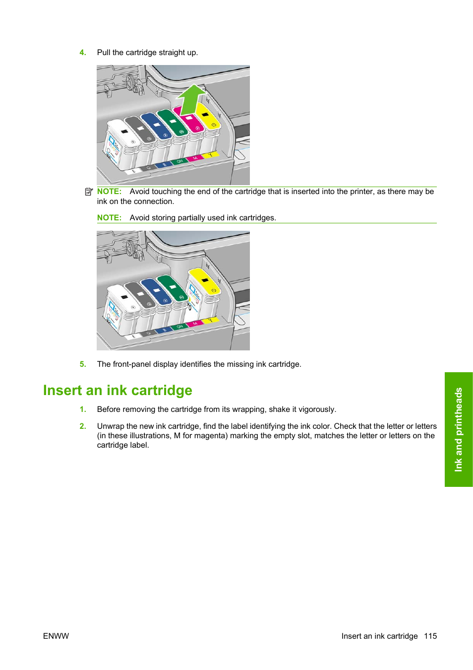 Insert an ink cartridge | HP Designjet Z3200 PostScript Photo Printer series User Manual | Page 125 / 205