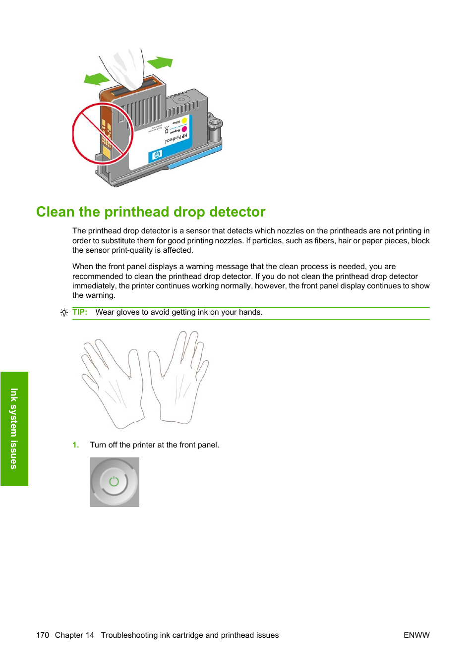 Clean the printhead drop detector | HP Designjet Z3200 PostScript Photo Printer series User Manual | Page 180 / 205