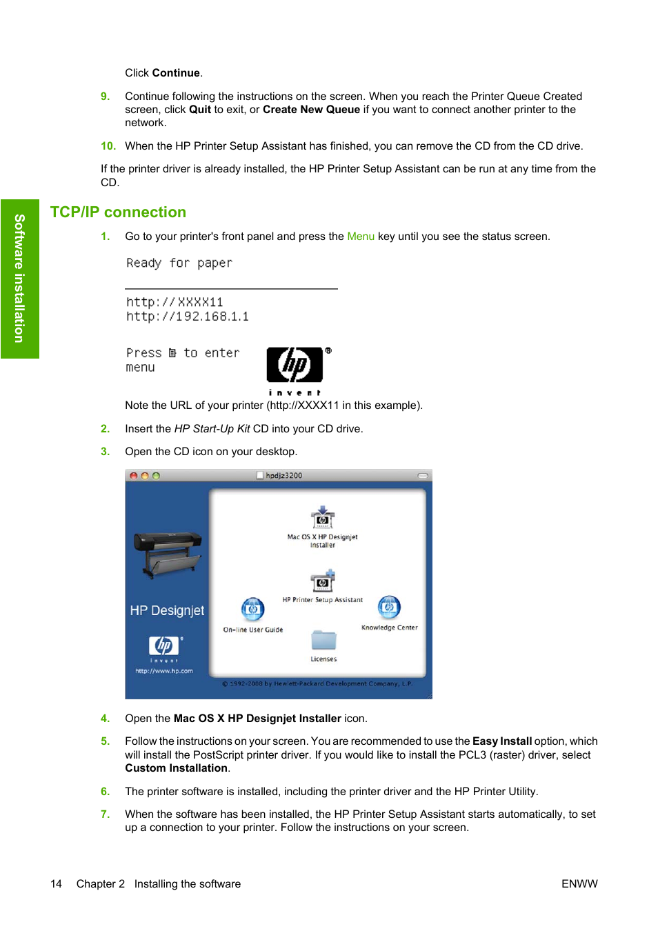 Tcp/ip connection | HP Designjet Z3200 PostScript Photo Printer series User Manual | Page 24 / 205