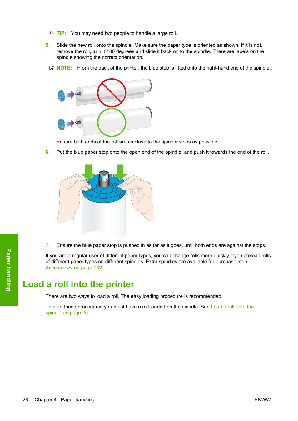 Load a roll into the printer | HP Designjet Z3200 PostScript Photo Printer series User Manual | Page 38 / 205