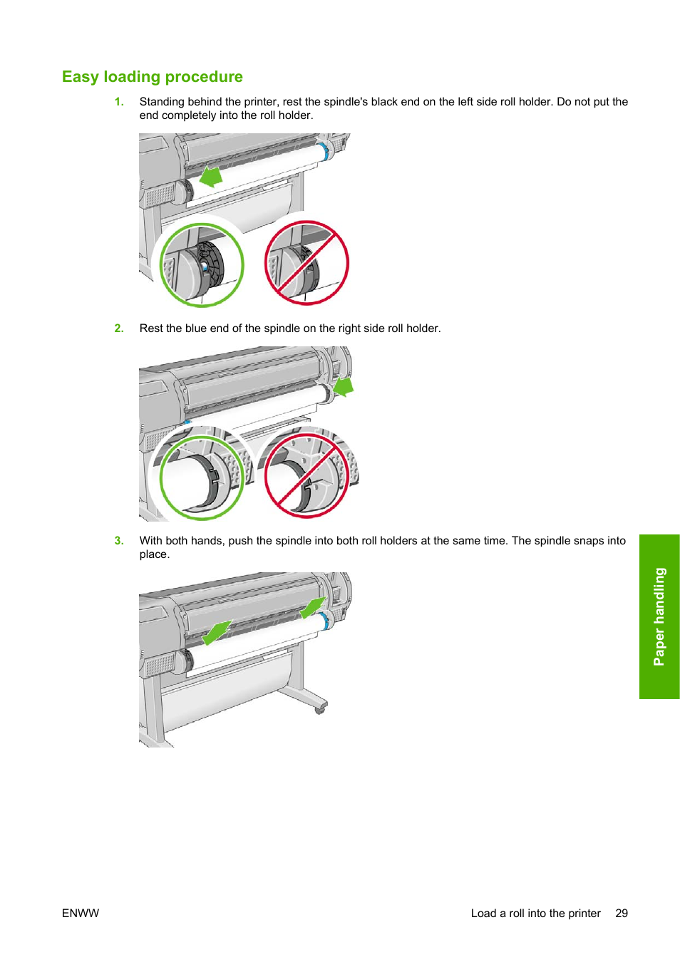 Easy loading procedure | HP Designjet Z3200 PostScript Photo Printer series User Manual | Page 39 / 205