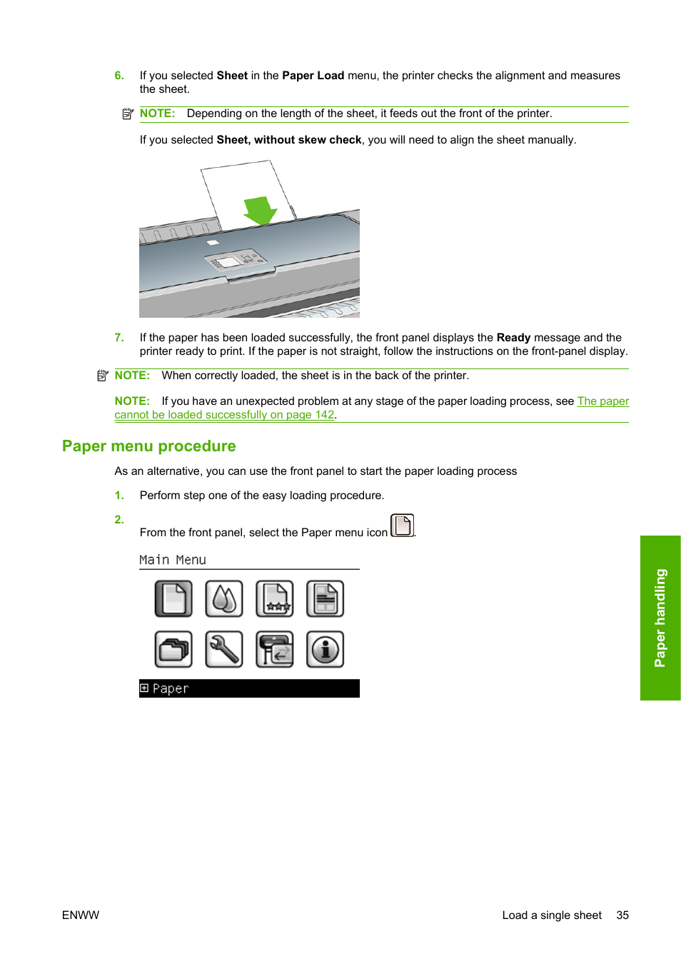 Paper menu procedure | HP Designjet Z3200 PostScript Photo Printer series User Manual | Page 45 / 205