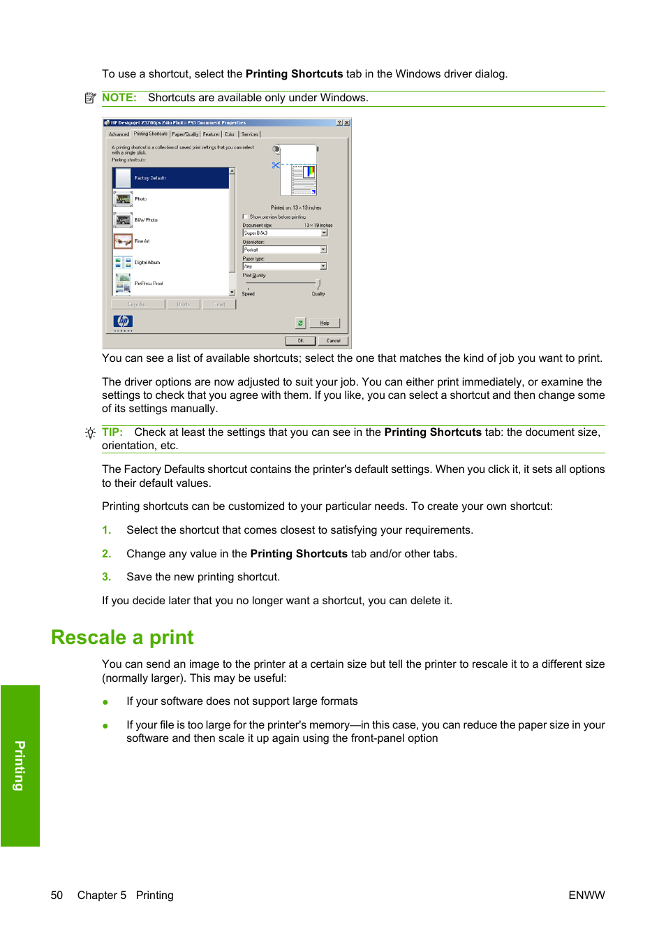 Rescale a print | HP Designjet Z3200 PostScript Photo Printer series User Manual | Page 60 / 205