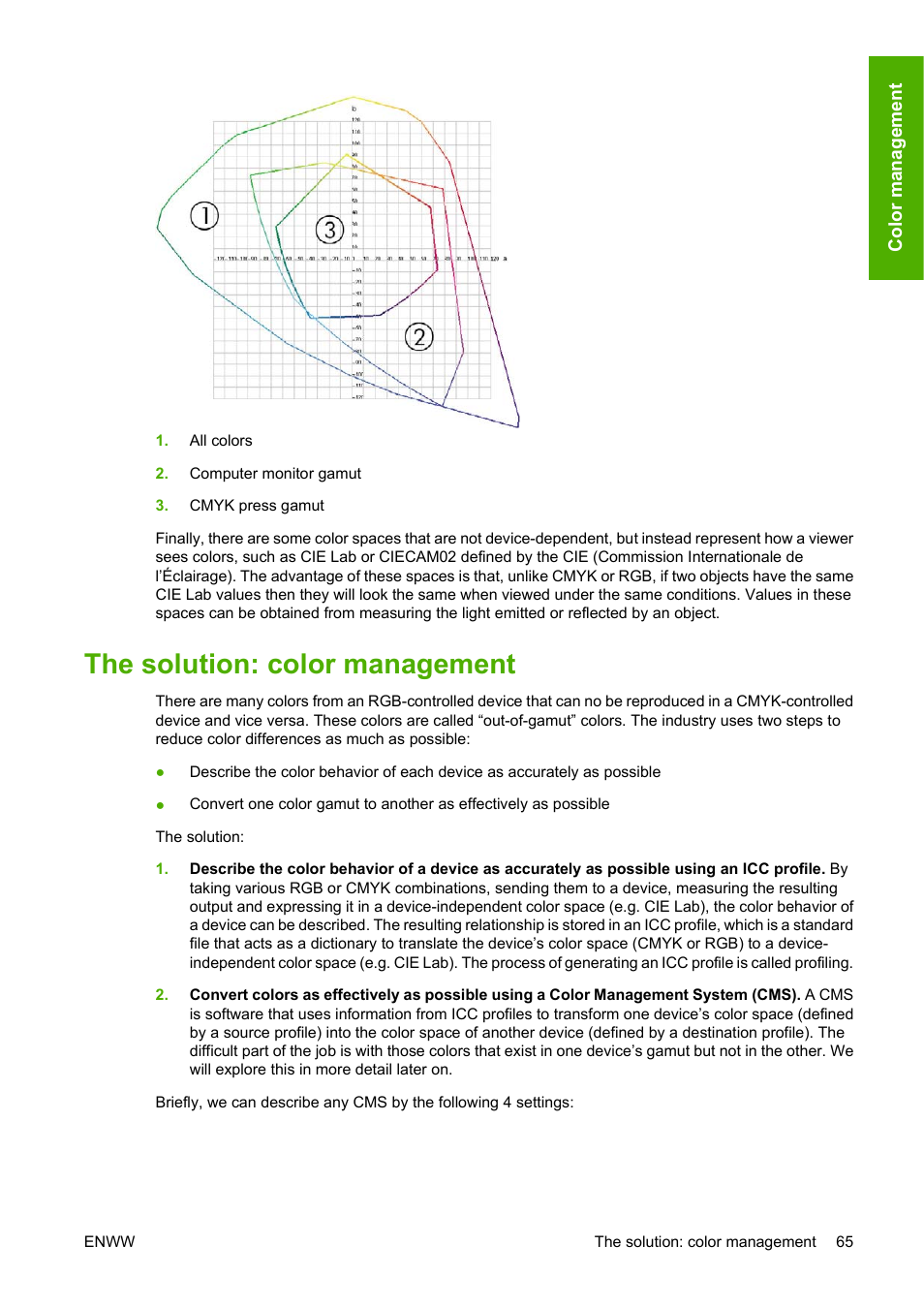 The solution: color management | HP Designjet Z3200 PostScript Photo Printer series User Manual | Page 75 / 205