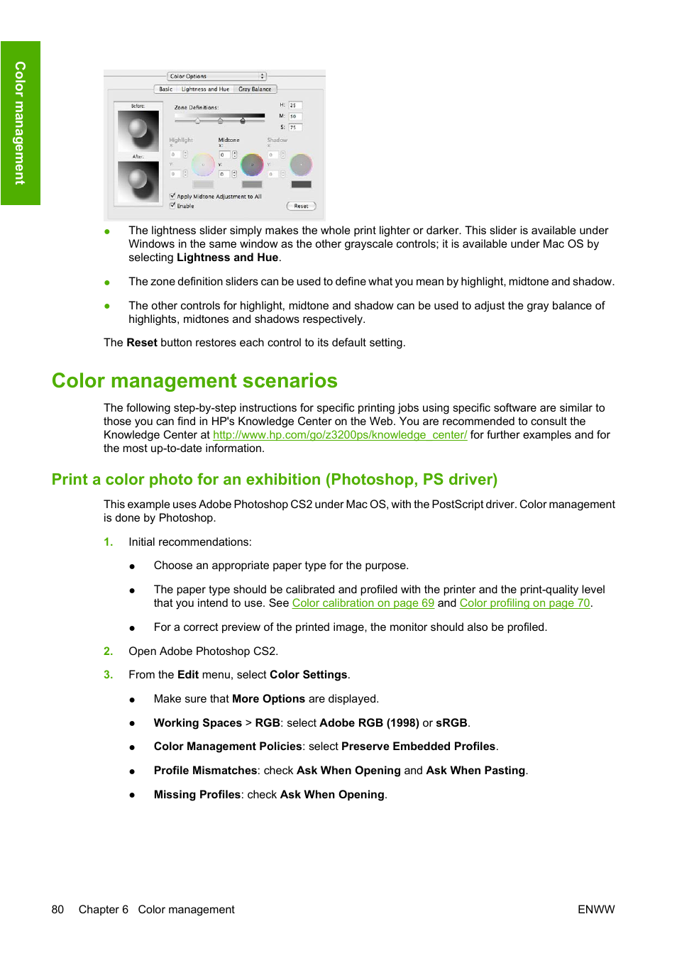 Color management scenarios | HP Designjet Z3200 PostScript Photo Printer series User Manual | Page 90 / 205