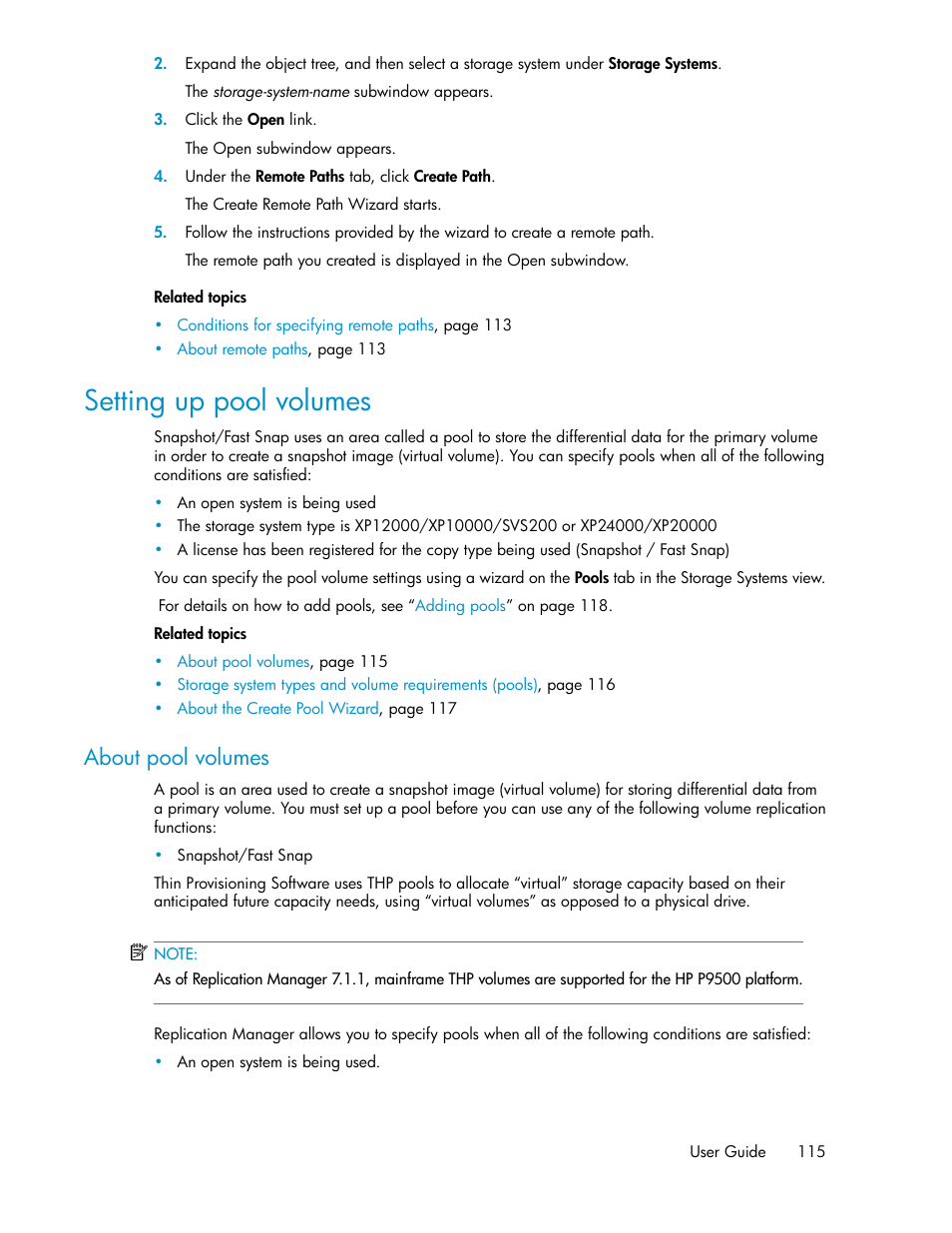 Setting up pool volumes, About pool volumes | HP XP Array Manager Software User Manual | Page 115 / 472